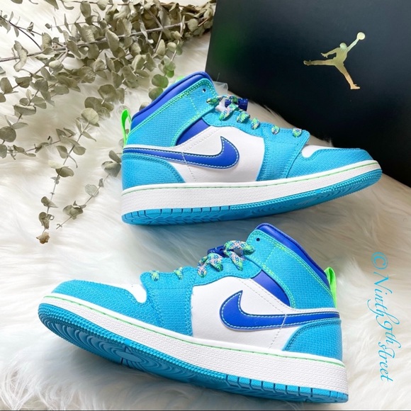 Nike Air Jordan 1 Mid SE Sprite Blue Women’s 6.5 New Y5 - Picture 8 of 16